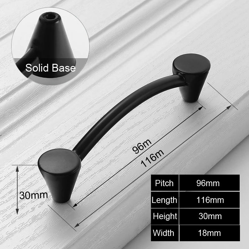Moderne Schwarze Möbelgriffe Aluminium Schrank Schubladen Knöpfe versch. Lochabstände