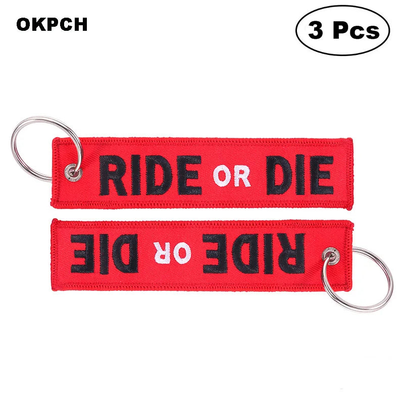 3-teiliges Schlüsselanhänger Set Bestickte Metallanhänger für Autos Motorräder