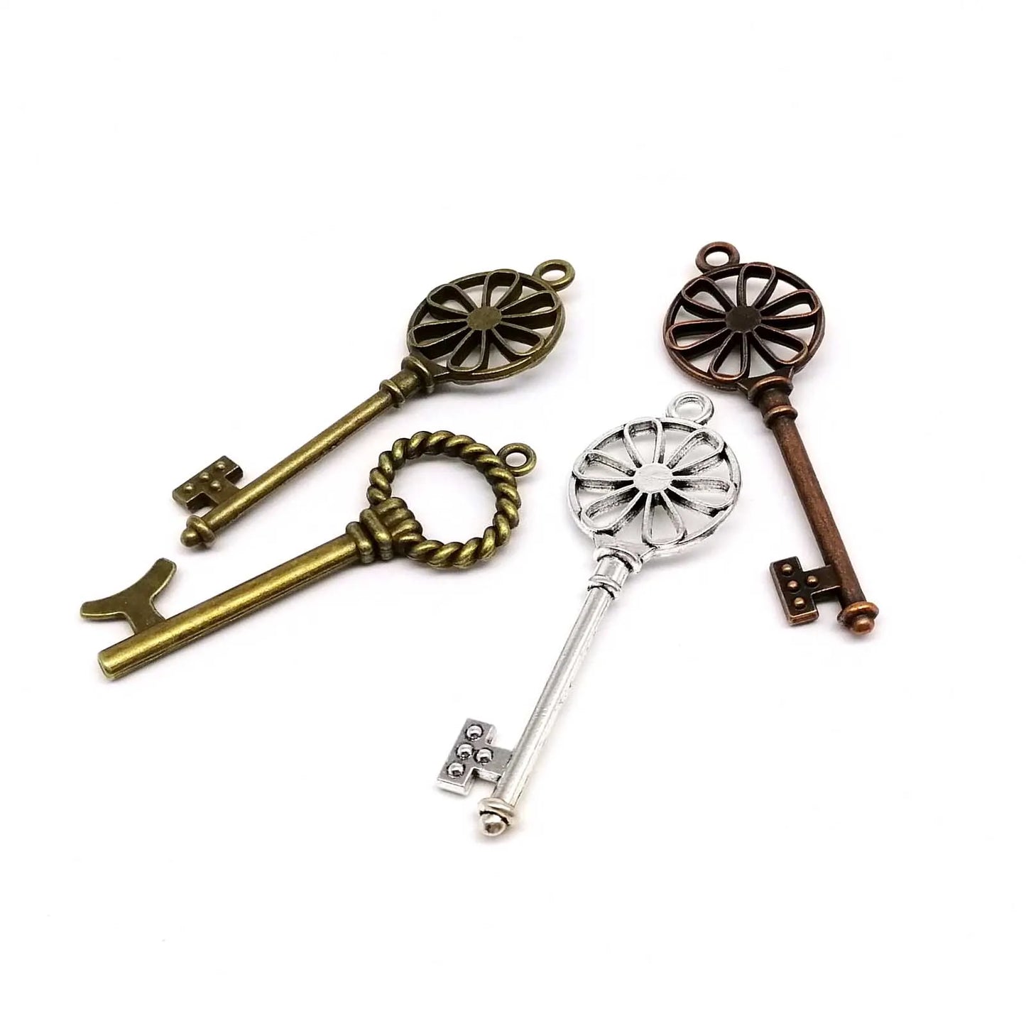 2er Set dekorative Metall-Schlüssel für Steampunk Schmuck DIY Basteln