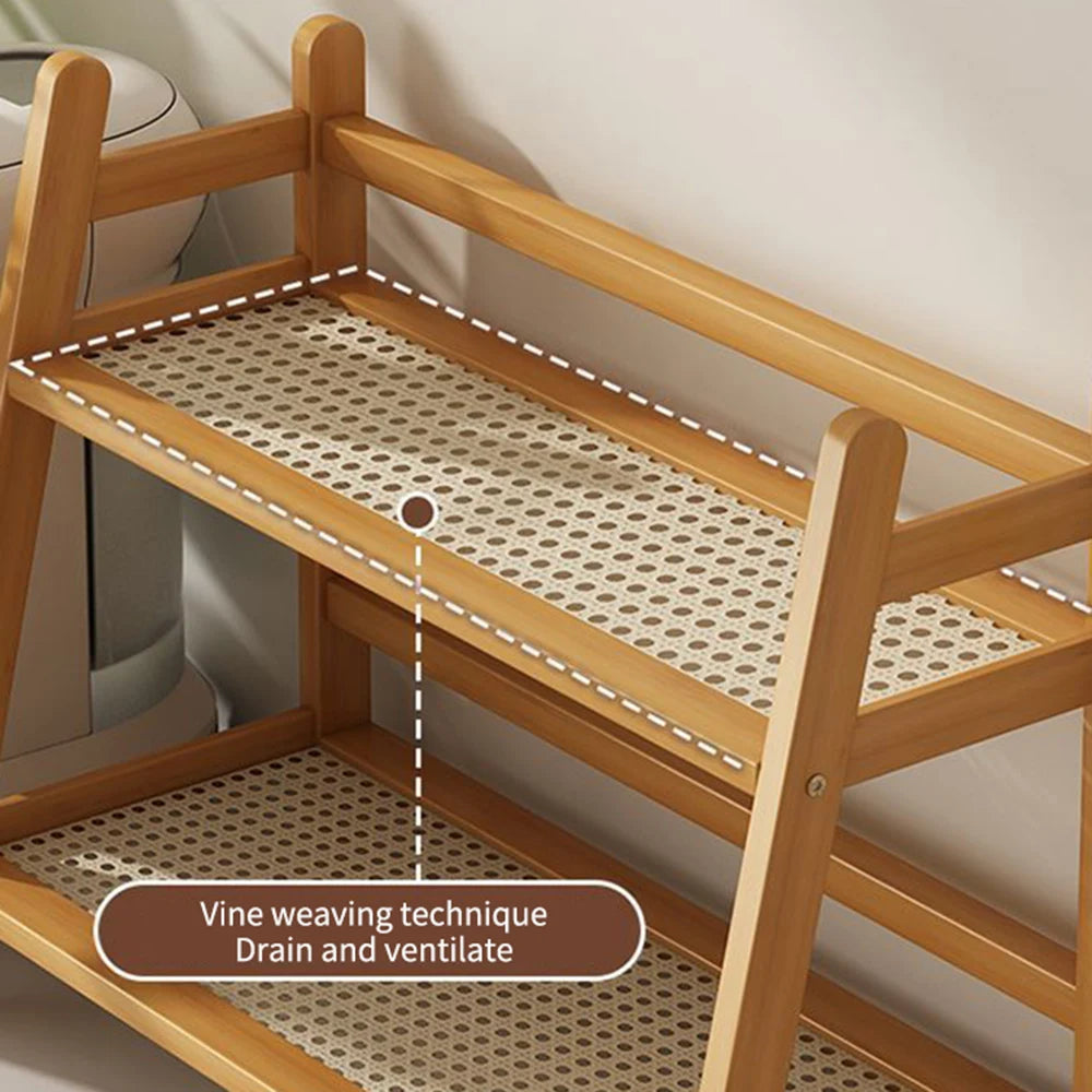 Praktisches 2-lagiges Bambus-Regal für vielseitige Aufbewahrung