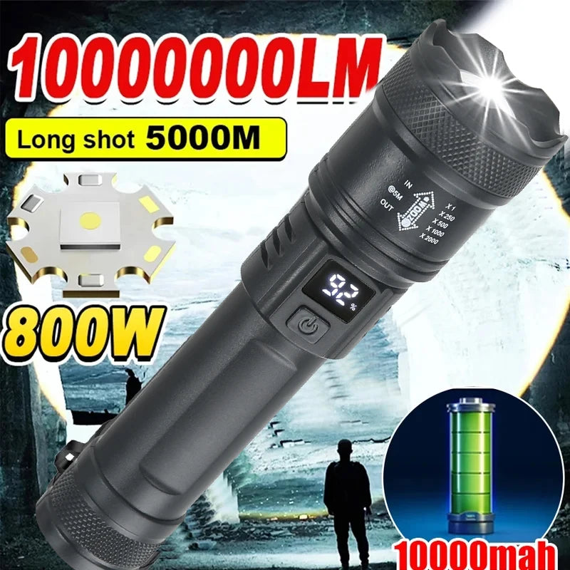 Hochleistungs-LED-Taschenlampe 2000LM mit USB-Ladung für Camping