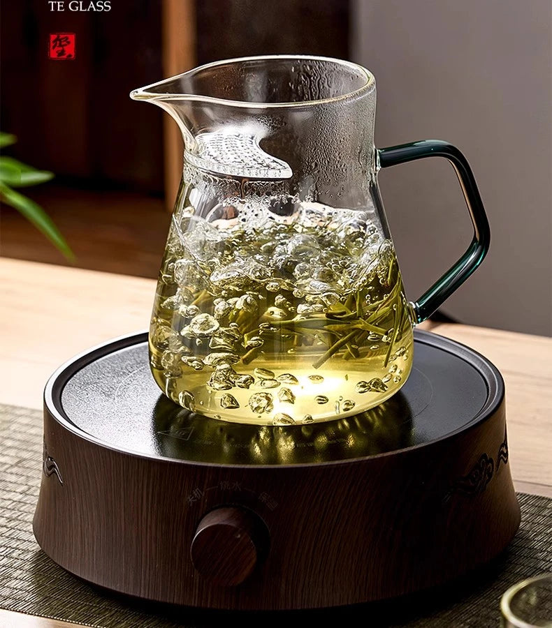 GIANXI Glas Teekanne mit Halbmond Filter und Keramik Heizung