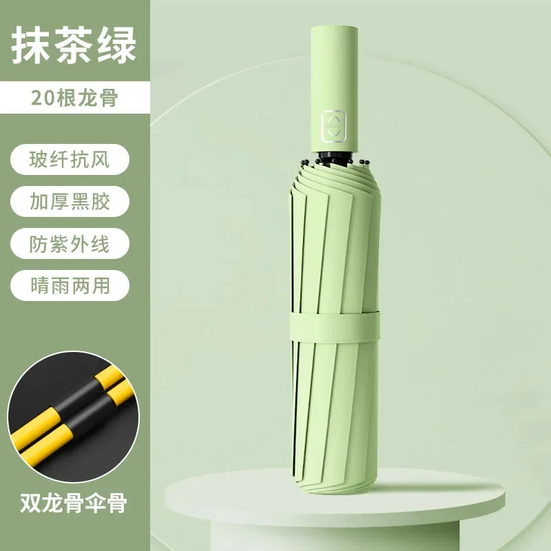 Automatischer Faltschirm Sonnen- Regenschutz doppelt 3-fach faltbar Nylon