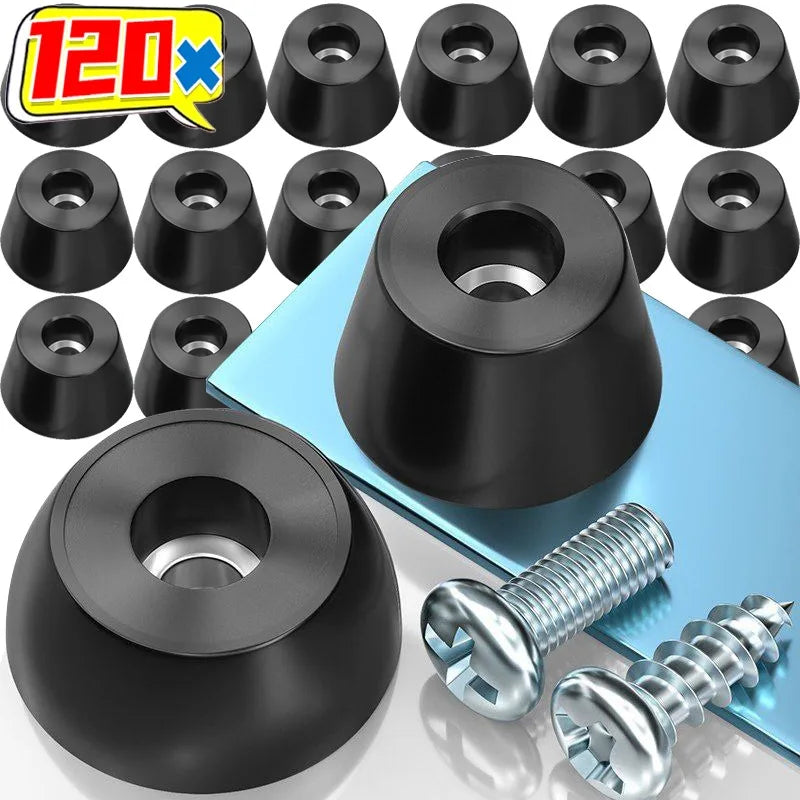 120 Stück Gummi Füße Pads für Möbel Beine Tisch Stuhl Abdeckung Schwarz