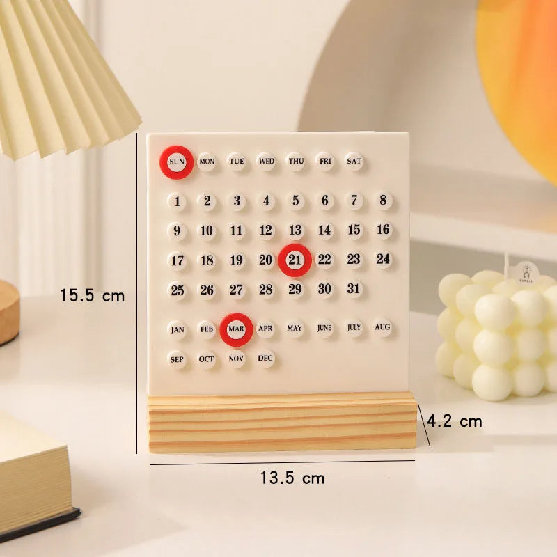 Nachhaltiger Holz-Kalender: Einstellbar für Woche, Monat - Datum, kompakt