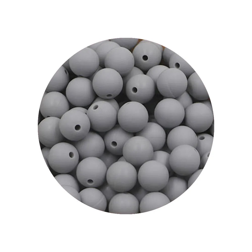 50x Runde Silikonperlen 9 12 15mm für DIY Schmuck & Babyartikel
