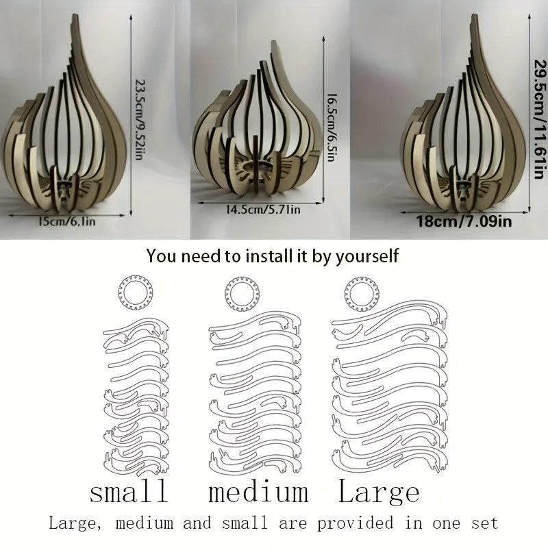 Handgefertigtes 3-teiliges Kerzenhalter-Set aus Holz-Yabubest - Home & More