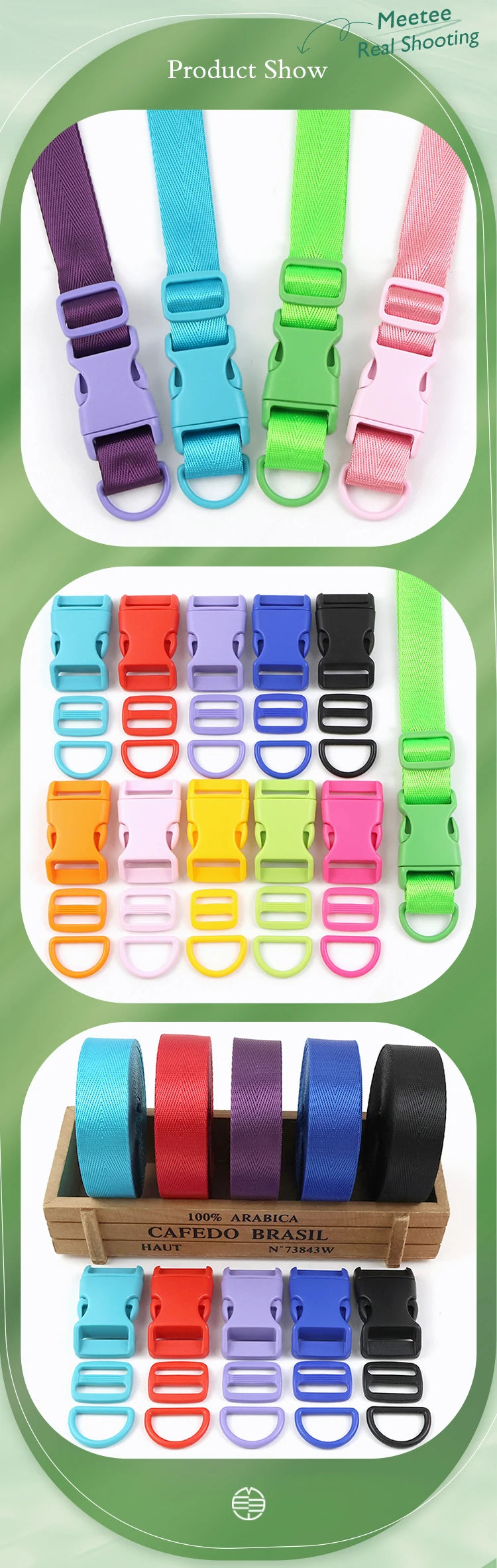 Meetee Kunststoff D-Ring Gurtband mit Schnalle – 20/25mm Sets-Yabubest - Home & More
