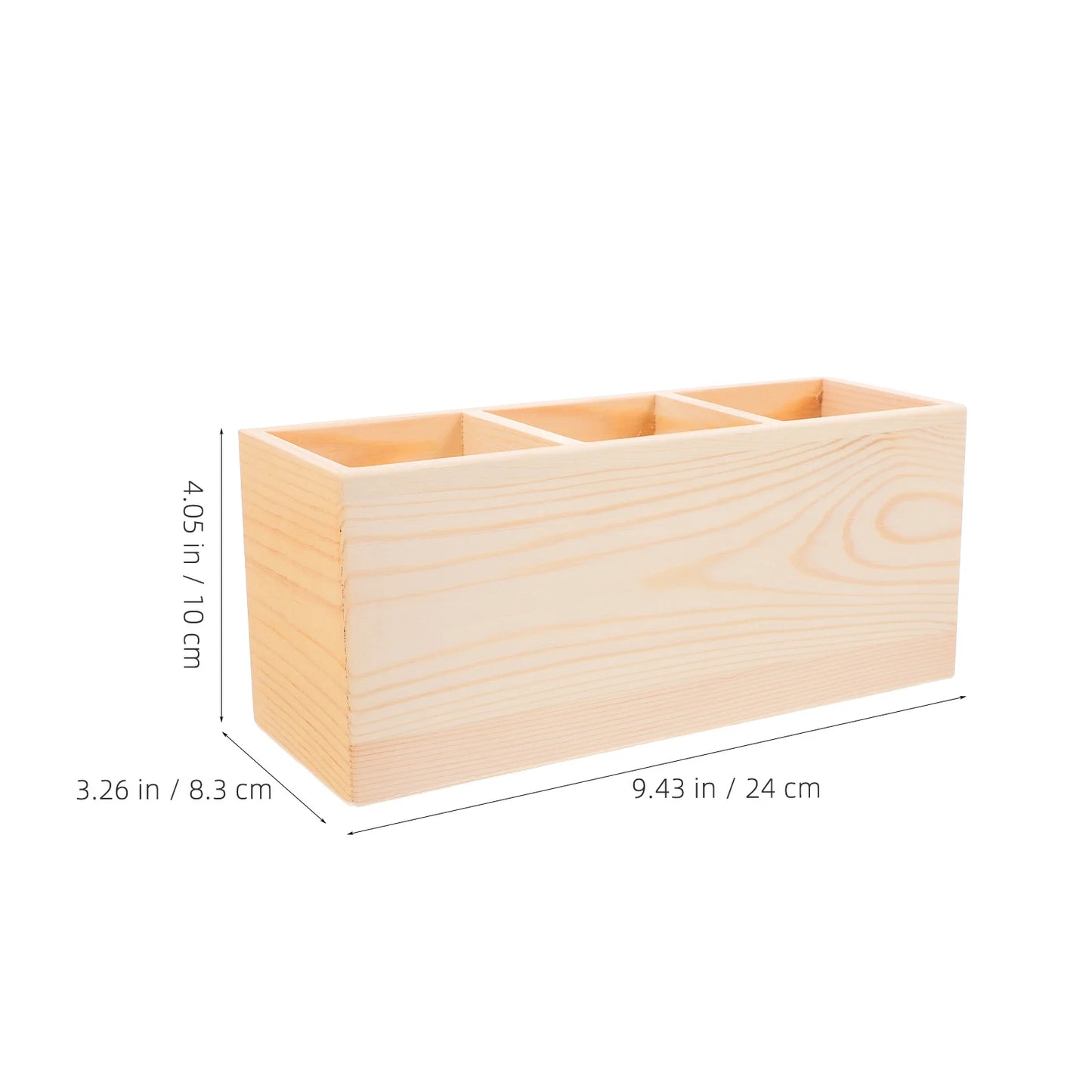 Praktischer 3 Gitter Bleistifthalter aus Holz für Schreibtisch