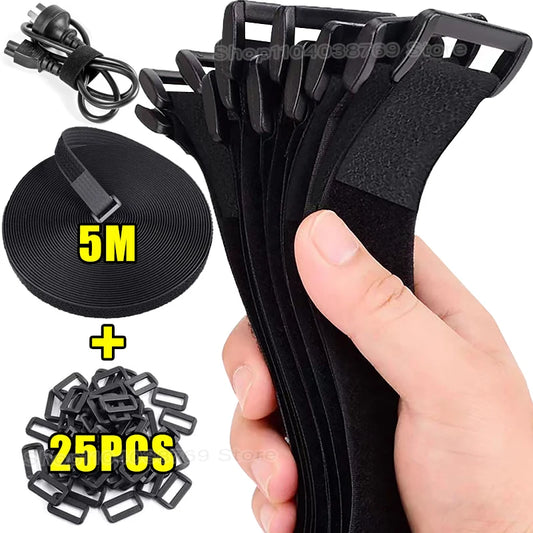 5m Selbstklebeband verstellbar - Wiederverwendbar für Kabel & Ordnung