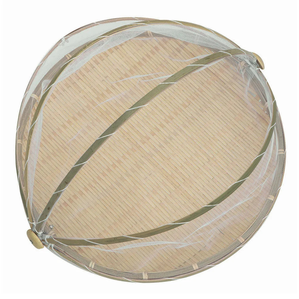 Runder Handgewebter Bambus Korb mit Insektenschutz für Lebensmittel