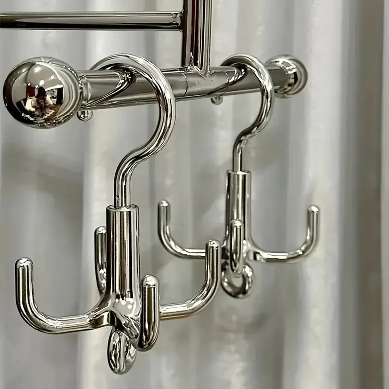 360° drehbarer 4-Klauen Kleiderhaken Silber – platzsparender Organizer