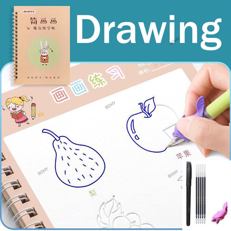 Wiederverwendbare Übungshefte zum Lernen von Kalligraphie und Zah