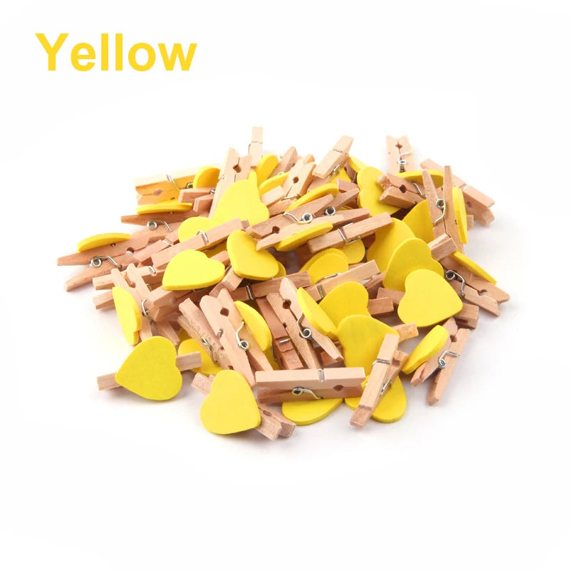 50x Holz Herz Foto Clips für DIY Deko, Hochzeit, Notizen Wohnkultur