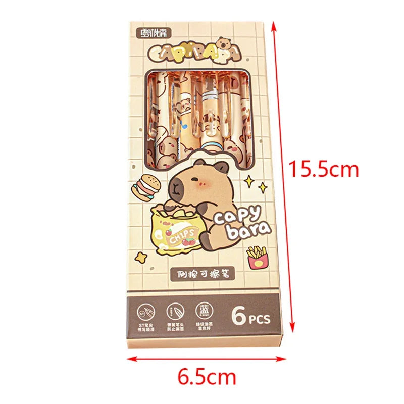 6 teiliges Capybara Gelstifte Set schnelltrocknend löschbar blau Kawaii