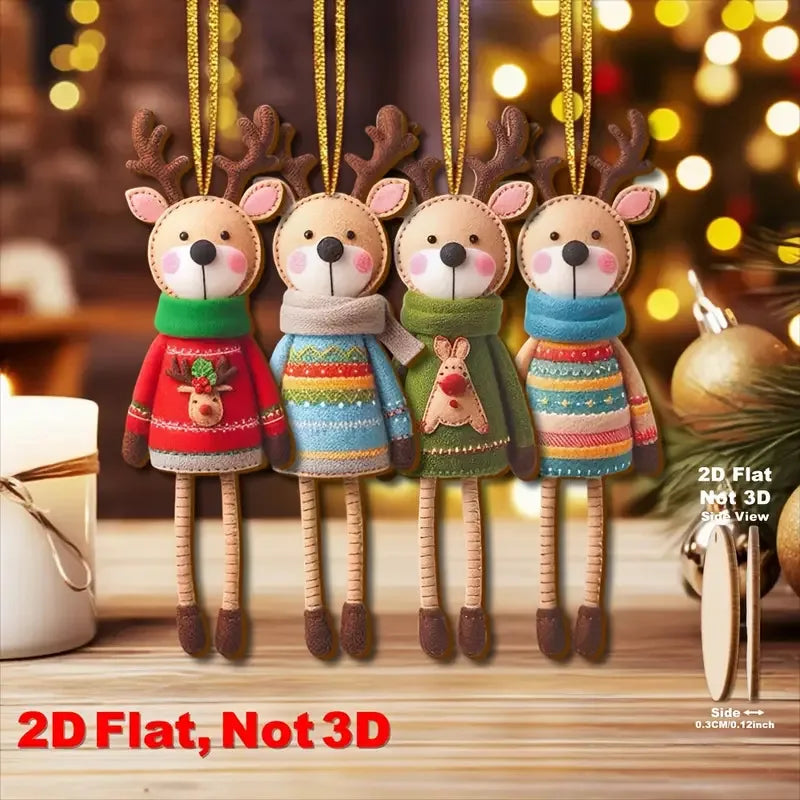 16x Weihnachts Elch Holz Ornament Set – Rustikale Deko für Ihr Zuhause