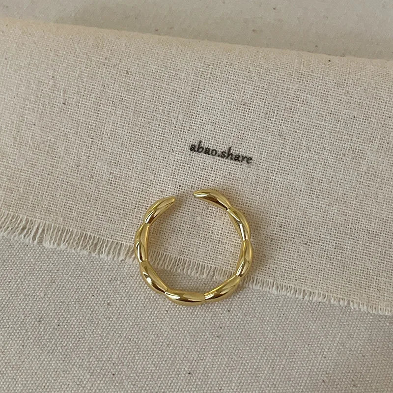 Vintage Roter Ring im Bambus Knoten Design Offener Fingerring