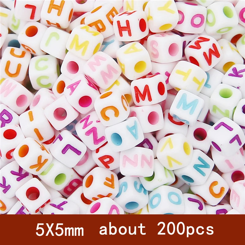6x6mm Quadratische Acryl Alphabet Perlen für DIY Schmuck Basteln
