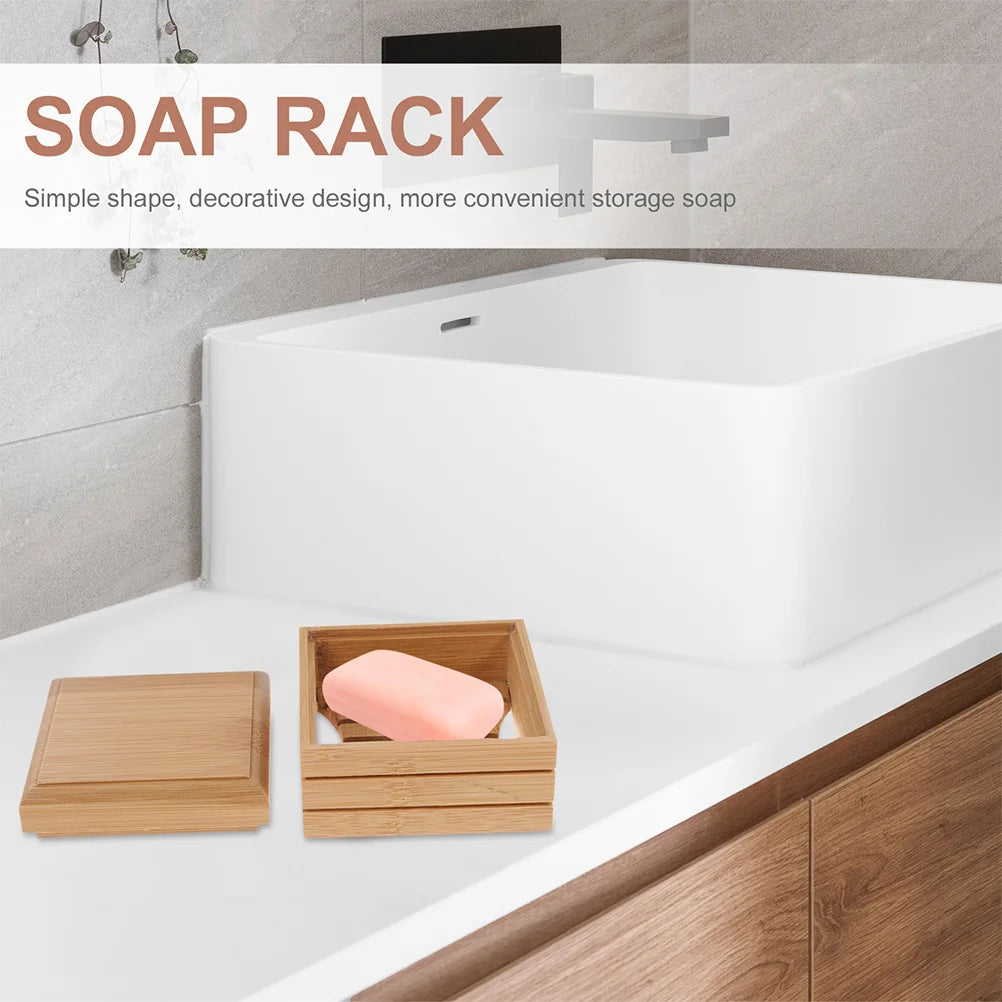 Bambusbox mit Deckel und Ablaufsystem für Seife im Badezimmer und auf Reisen