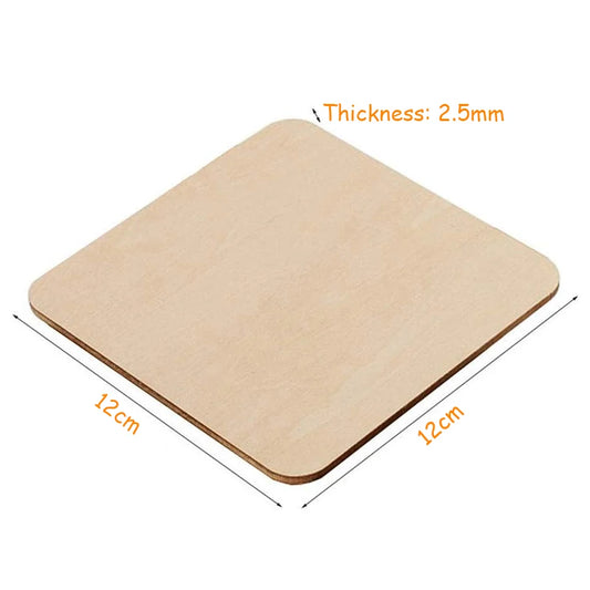 5er Set 12 cm quadratische Holzscheiben – glatt, naturbelassen für DIY-Kunst