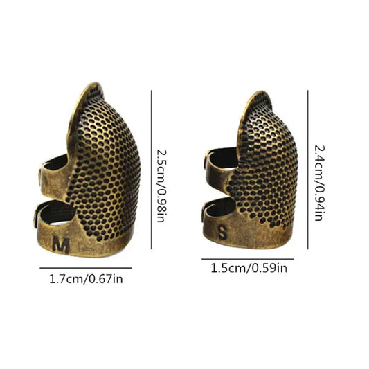 2er Set verstellbare Vintage Fingerhüte rutschfest für Handnähen und Näharbeit