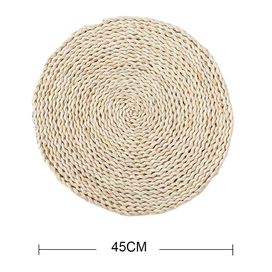 Handgeflochtene Runde Tischsets aus Rattan fuer Kueche Esszimmer