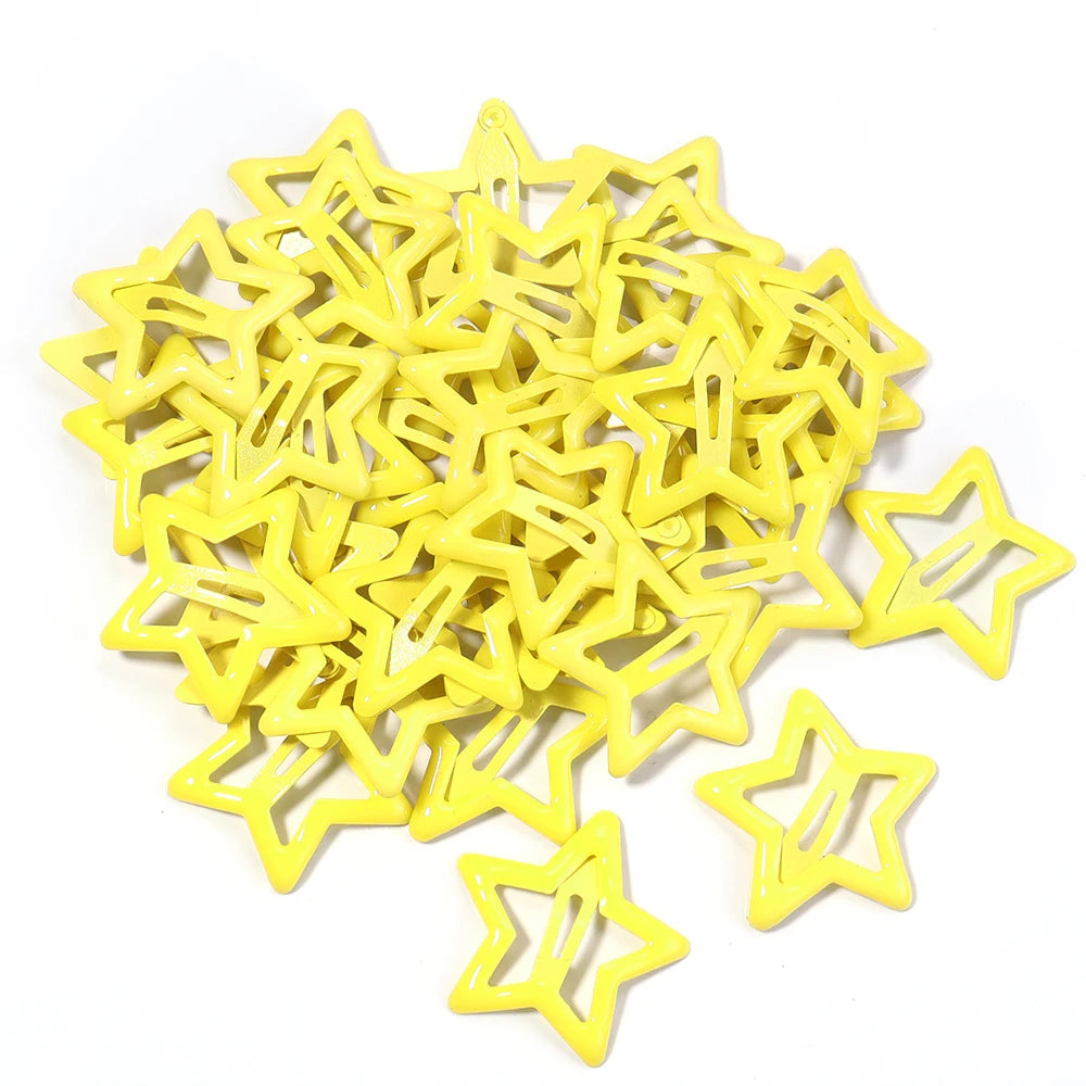 50er Set Bunte Stern Haarspangen Metall Snap Clips für Mädchen Frauen