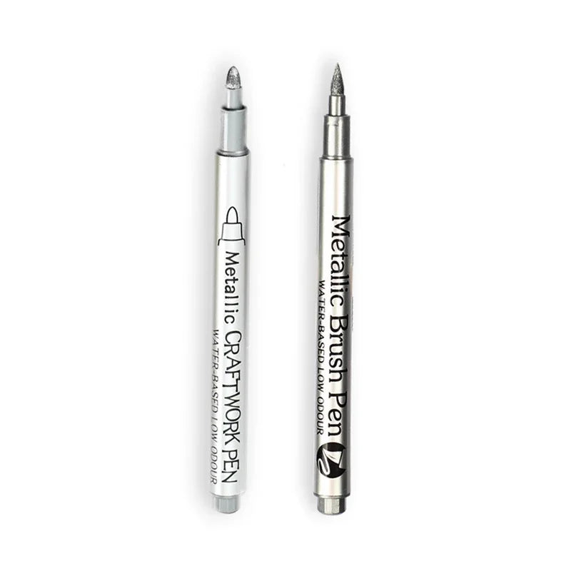 Glänzende Metallic Marker Gold - Silber – Permanente Pinselstifte für Kreative