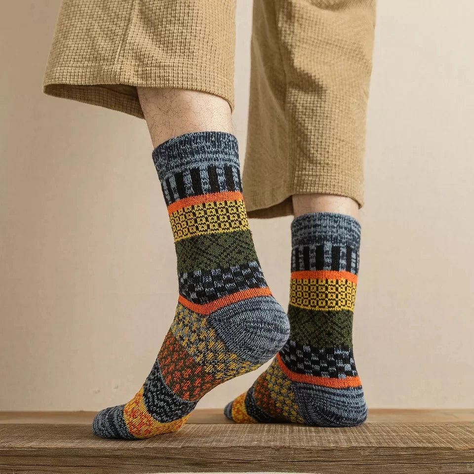 5 Paar warme dicke Herrensocken im Retro Stil EU38 44