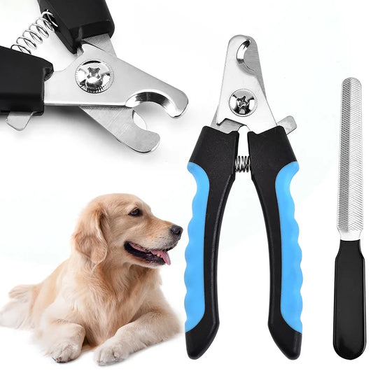 Präziser Edelstahl-Nagelknipser mit Feile für Katzen - Hunde in Schwarz-Rot/Blau