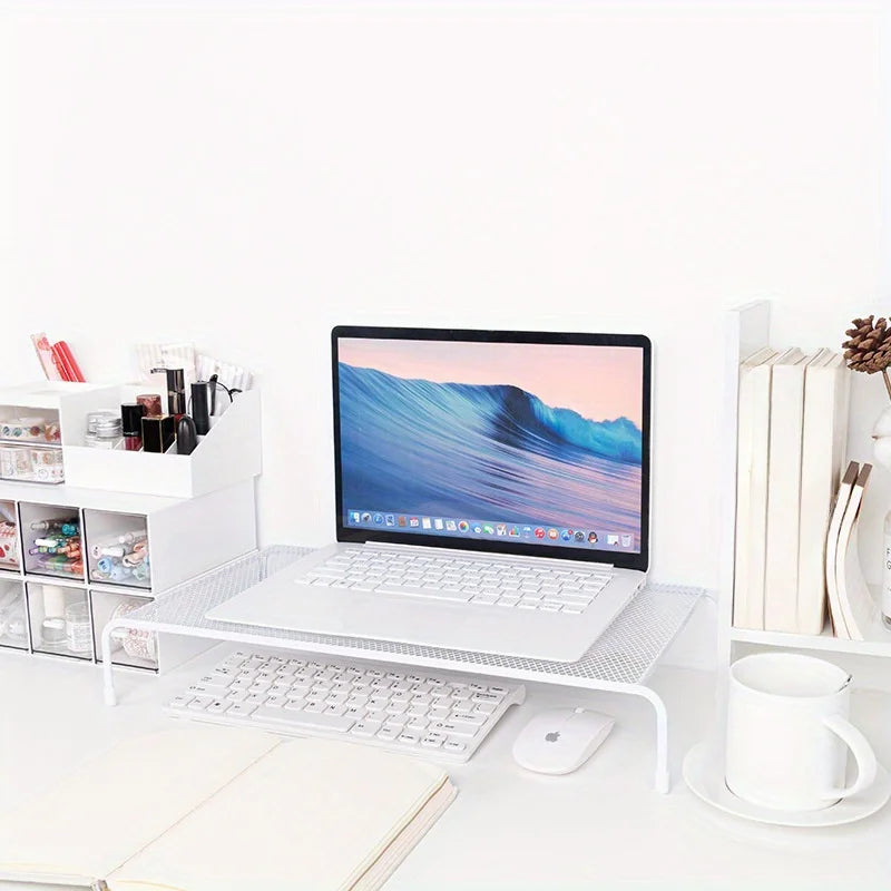 Monitorständer Schreibtisch-Organizer für Laptop Büro weiß platzsparend