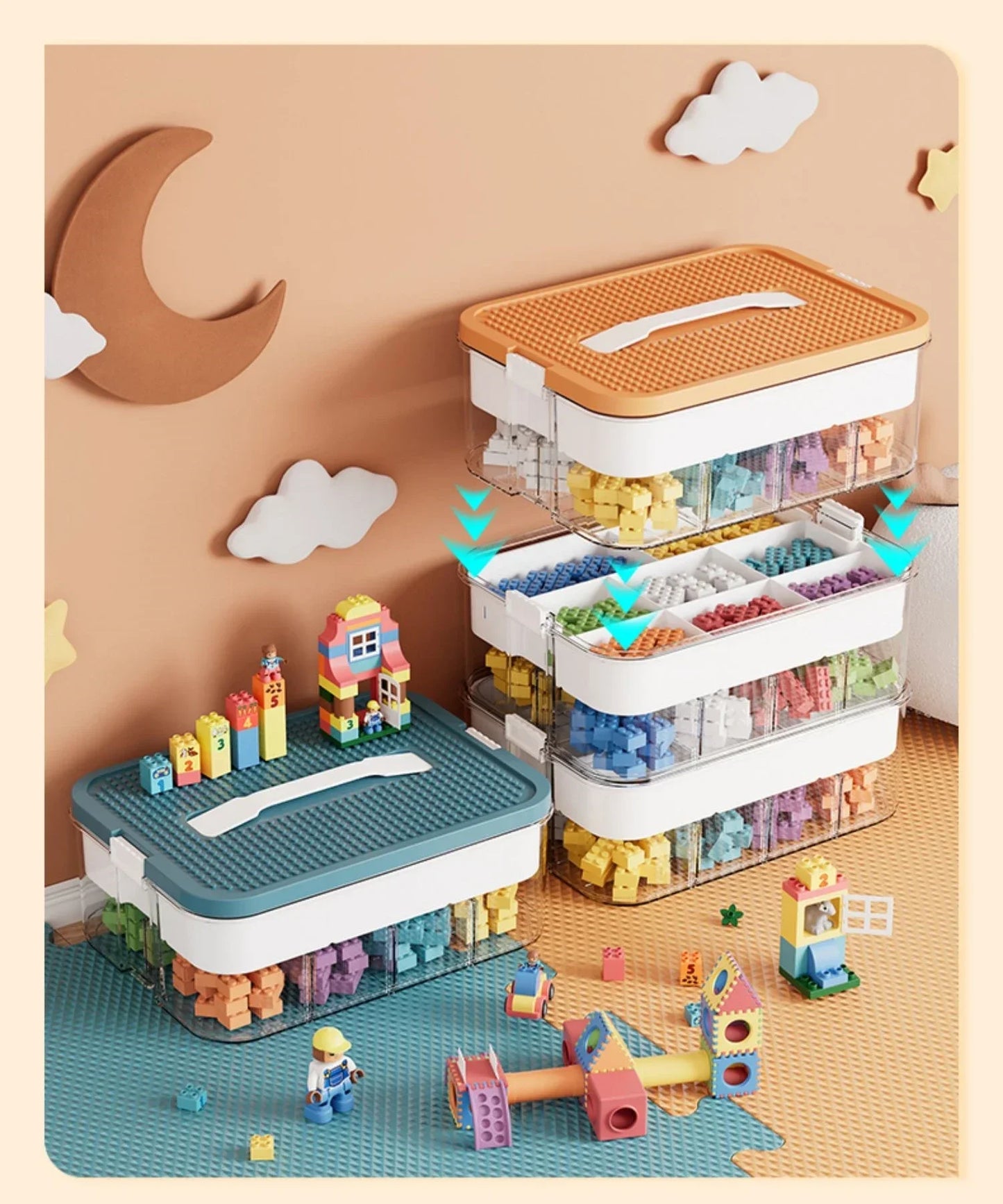 Kunststoff Aufbewahrungsbox für Spielzeug und Bausteine-Yabubest - Home & More