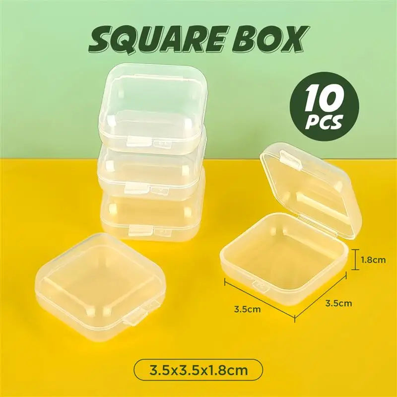 10x Rechteckige Kunststoffboxen transparent zur Schmuck und Kleinteil Lagerung