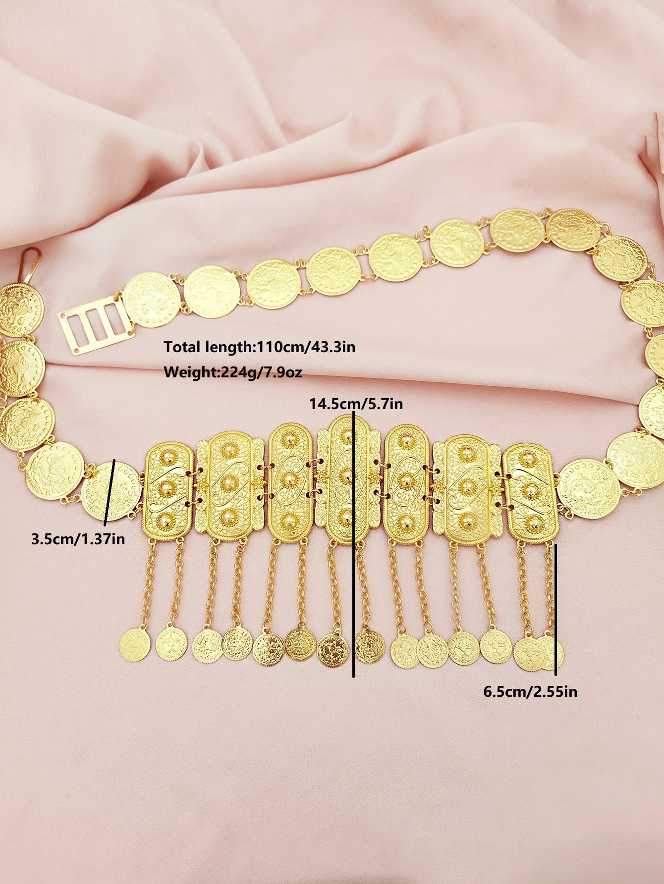 Arabische Damen-Taillenkette aus Legierung im Palast-Vintage-Stil für Braut, Hochzeit, Party, Abendveranstaltungen und Festivals als Kleidungsaccessoire-Yabubest - Home & More