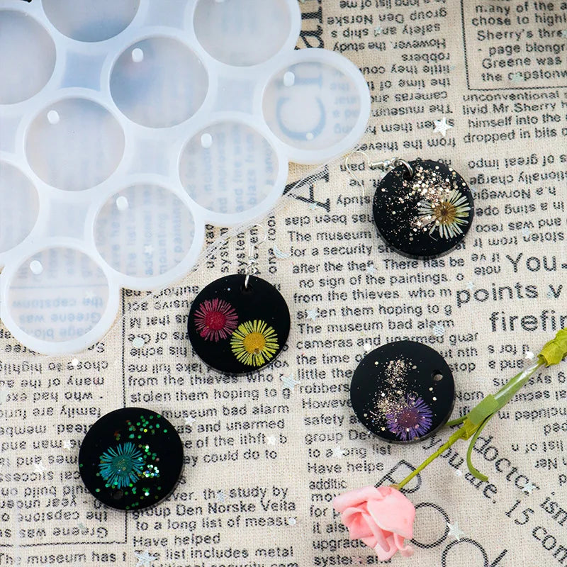 8 bis 12 DIY Silikonformen runde ovale Harz Anhänger für Schmuckherstellung