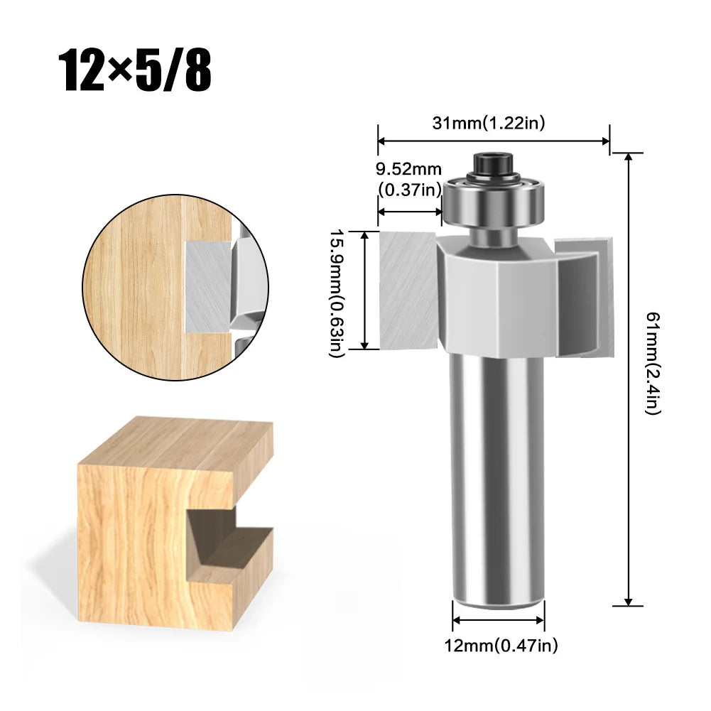 Doppel-rand T-förmiger Fräser mit 6mm und 12mm Schaft für Holzarbeiten