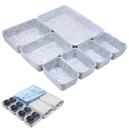 7er Set Flexibler Filz Schubladen Organizer für Büro und Schlafzimmer