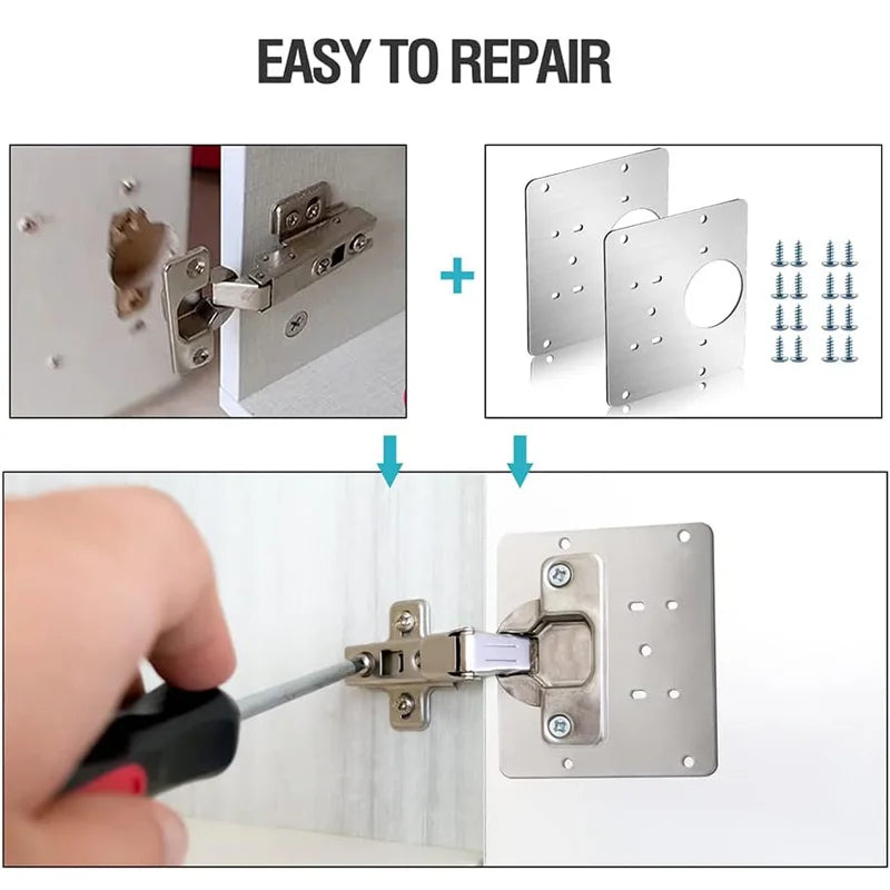 Edelstahl Reparaturplatten für Schrankscharniere mit 5 Lochöffnung 9x9cm