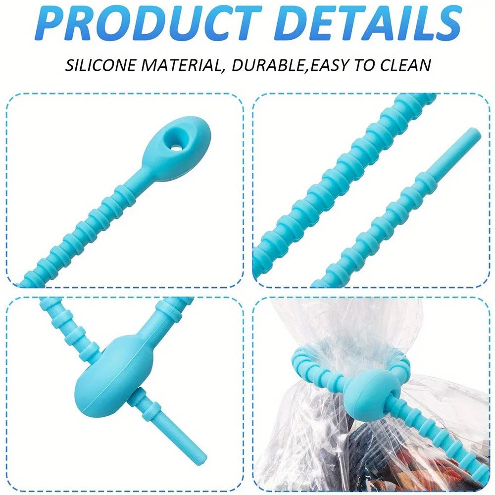 Wiederverwendbare Silikonbinder Kabelbinder Brotbinder mit Taschenclip