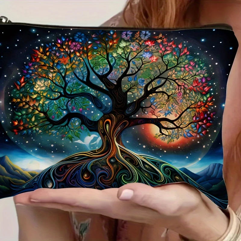 Stilvolle Leinen Make up Tasche mit Reißverschluss für Damen