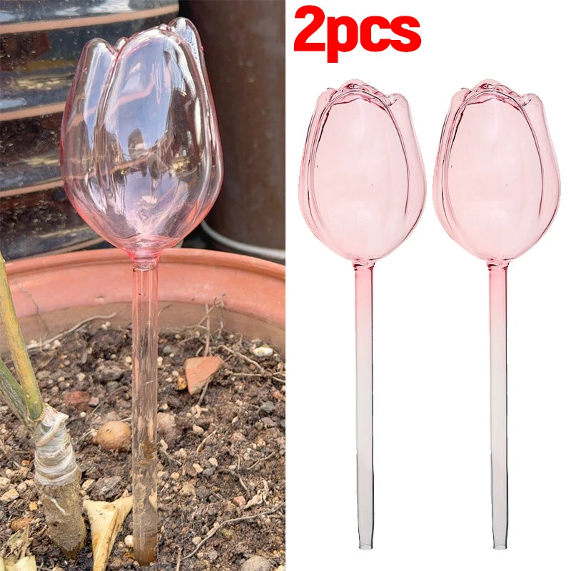 Automatische Tropfbewässerung: Rosa Borosilikatglas-Bewässerungsbälle, 1-6 Stk