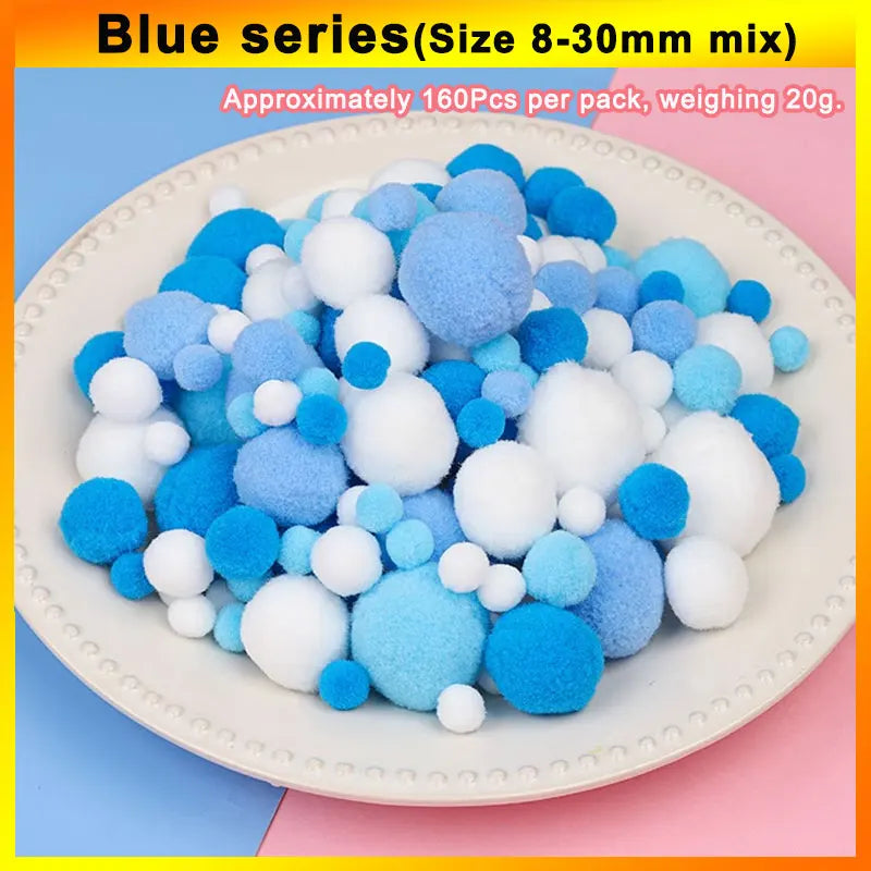 160 bunte Bastel-Pompons 8-30 mm – weicher DIY-Mix für kreative Projekte