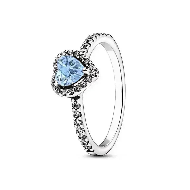 Funkelndes Schmuckset 925er Sterlingsilber Herz Ring Halskette Ohrringe