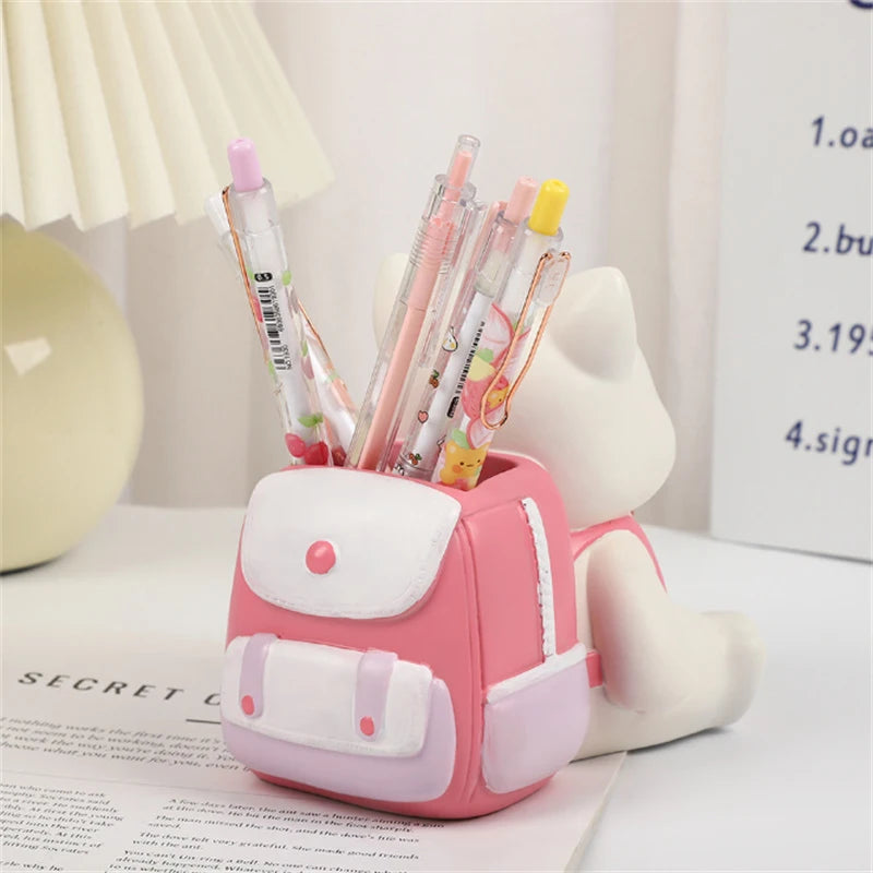 Niedlicher Katzen Stifthalter Harz Desktop Organizer für Schule Büro