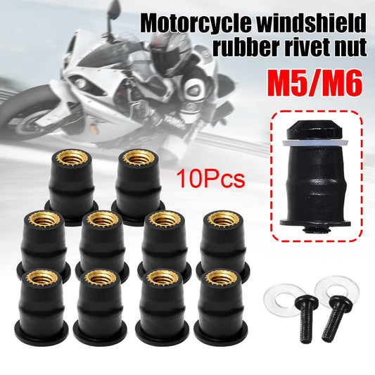 M5 M6 Gummi Mutter Schrauben Verschluss für Motorrad Windschutzscheibe ATV Kajak