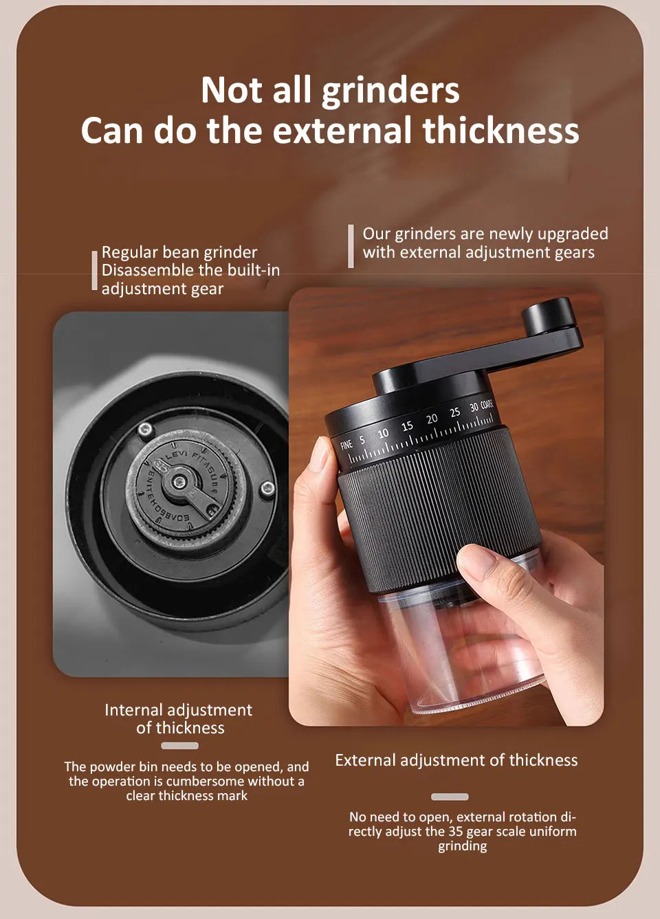 Verstellbare Manuelle Kaffeemühle mit Keramik Mahlkern