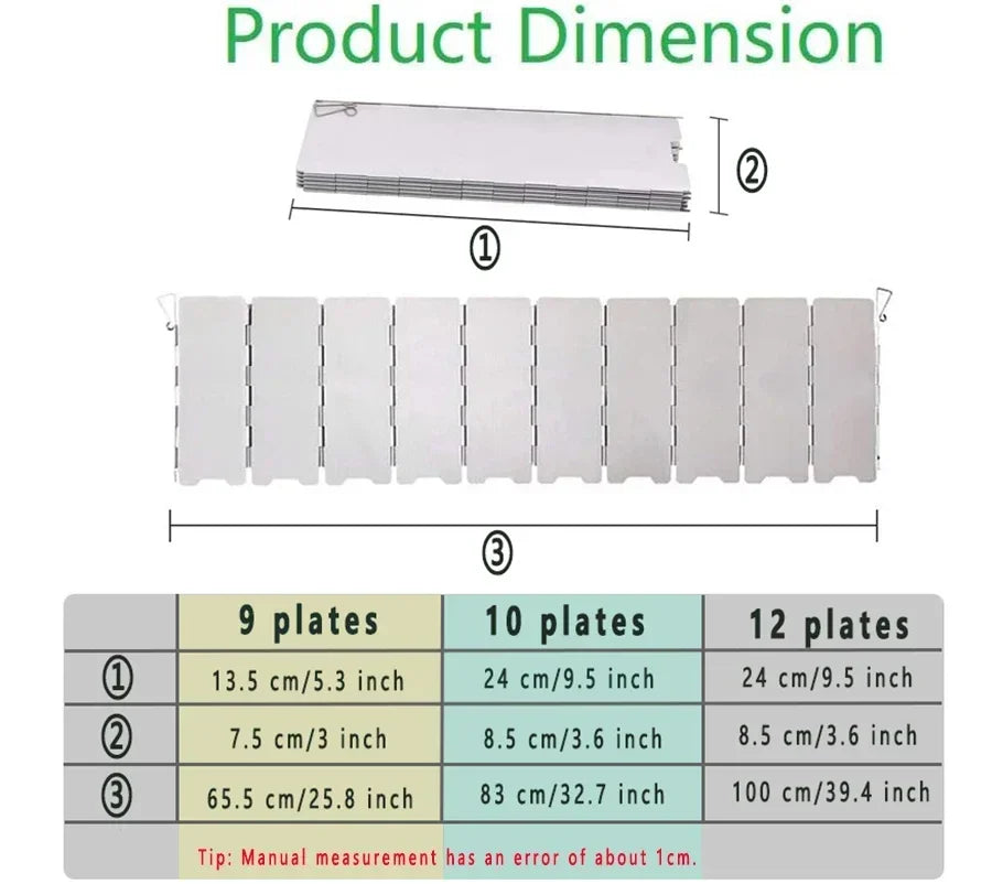Faltbare Aluminium Herd-Windschutzscheibe für Campingöfen Outdoor 9/10/12