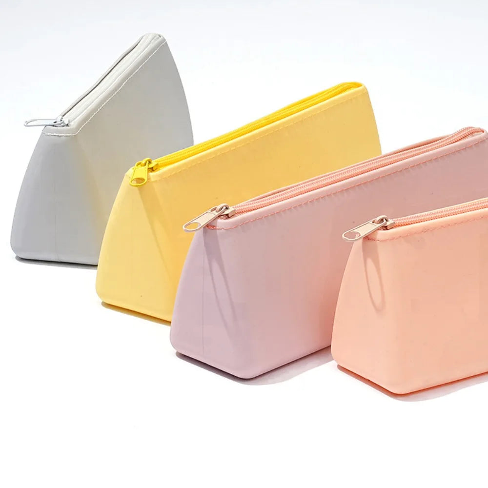 Einfarbige Silikon Federmäppchen mit großem Fassungsvermögen und Reißverschluss