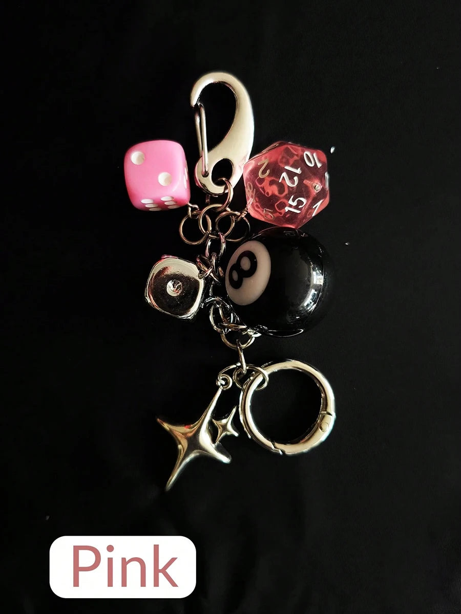 Auffälliger schwarzer Sternwürfel Anhänger für Schlüssel und Taschen