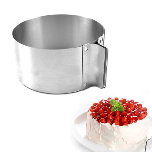 Verstellbarer Edelstahl Kuchenschneider mit Mousse Ring 16 bis 30 cm